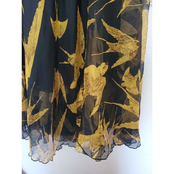 CHICKWISH Golden Swallows Birds All Over Print‎ Long Flare Skirt 45 Inches Long - Picture 4 of 16